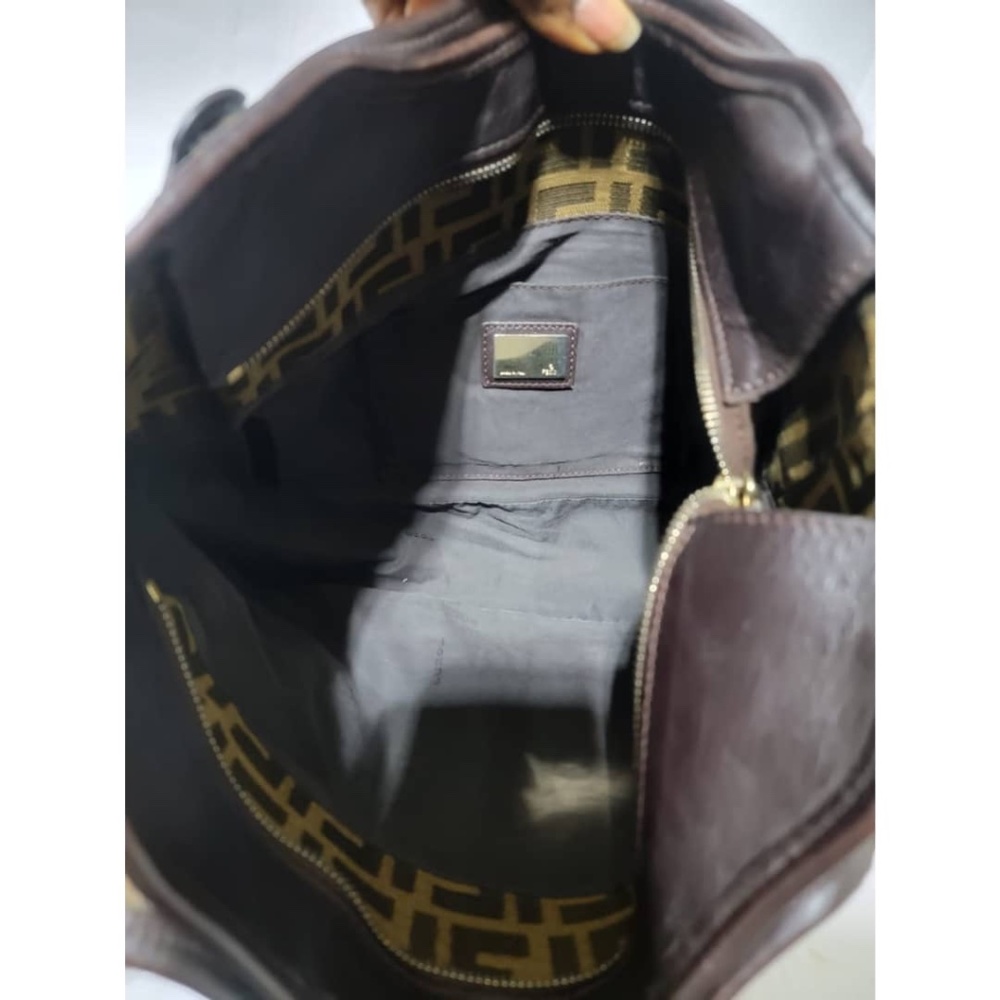 Authentic Fendi Tobacco Zucca Chef Moro  Canvas And Leather  Tote Bag - Picture 12 of 13